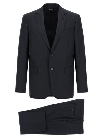 Ermenegildo Zegna Blue Wool Two-Piece Mens Suit