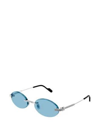 Cartier CT0615S Oval Tinted Lens Sunglasses - Blue