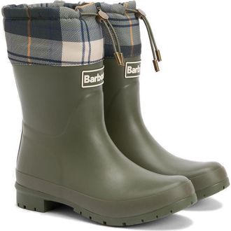 Barbour Mowbray Wellington Boot in Olive/ancient Tartan at Nordstrom, Size 9