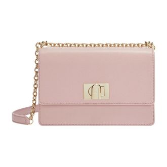 Furla Cross Body Bags, female, Pink, Size: ONE SIZE Textured Leather Crossbody Bag with Chain Inserts