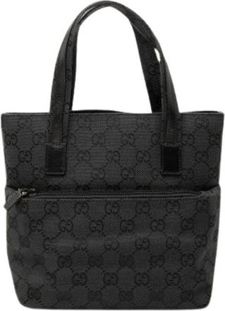 Gucci Pre-owned Tote Bags, female, Black, Size: ONE SIZE Pre-owned Canvas Tote Bag