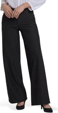 NYDJ Metallic Stripe Wide Leg Pants in Black at Nordstrom Rack, Size 10