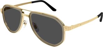 Cartier Santos Classic Zonnebrillen - Heren - Zonnebrillen - Geel - 60 MM - Nylon - Accessoires