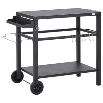 Beliani Carrito De Cocina De Jard&iacute;n Con Ruedas Carrito De Servicio Exterior Negro Staletti