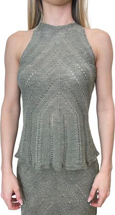 Twin-Set Textured Knit Tank Top with High Neckline