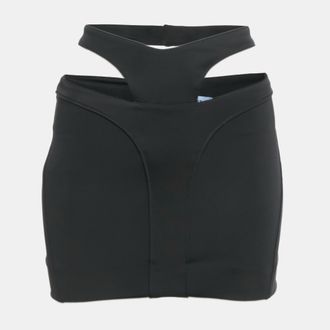 MUGLER Black Jersey Cut-Out Waist Mini Skirt