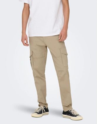 Only & Sons Mens Dean Regular Fit Cargo Pants - Tan - Size: 36W r