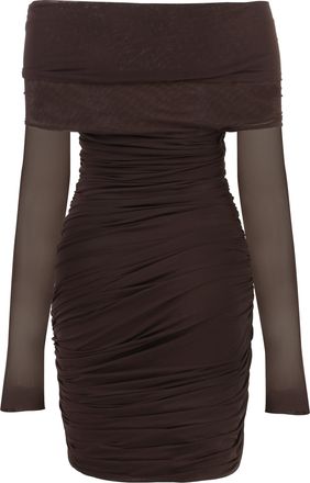 Philosophy di Lorenzo Serafini Womens Draped Dress - Dark Brown Nylon - Size EU 44 (Womens)