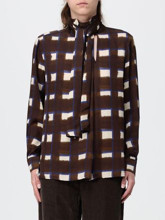 Incotex Relaxed Fit Check Viscose Blouse with Scarf Collar