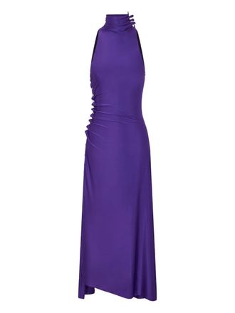 Paco Rabanne draped snap-fastening midi dress - Purple