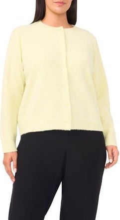 Halogen Fuzzy Crewneck Cardigan in White Jade at Nordstrom Rack, Size 3X
