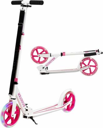 Costway Costway - Scooter Monopattino Altezza Regolabile, Ruote Luminose, per Bambini e Adulti, capacita di Carico 100kg, Alluminio, 10+ Anni