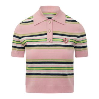Casablanca Polo Shirts, female, Multicolor, Size: S Stripe Fitted Polo