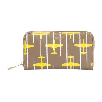 Trussardi Wallets & Cardholders, female, Multicolor, Size: ONE SIZE Airplane-themed Leather Wallet with Zip