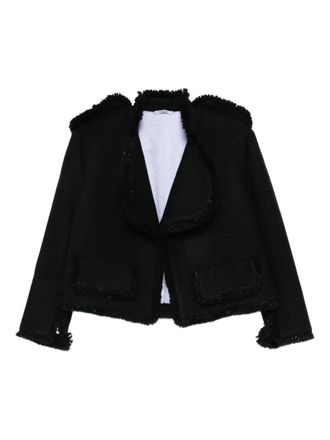 Parlor frayed-detail jacket - women - Polyamide/Elastane/Wool - One Size - Black