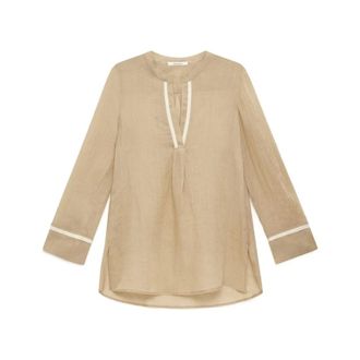 Maliparmi Blouses, female, Beige, Size: 2XL Light Ramie Caftan