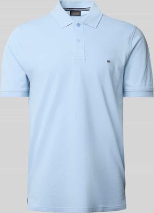 Christian Berg Poloshirt mit Label-Stitching in Bleu, Größe 3XL