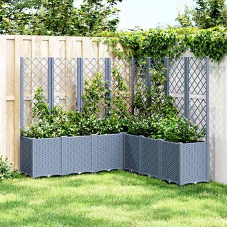 vidaXL Jardinera Con Enrejado Pp Azul Gris 160x160x140 Cm Vidaxl