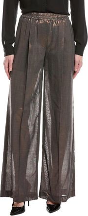 Brunello Cucinelli Metallic Pull-On Wool-Blend Pant