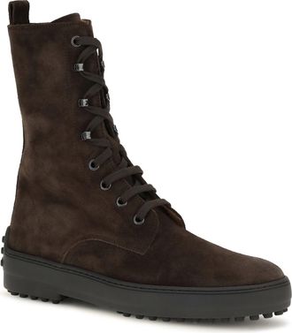Tod's Womens Boots Winter Gommino Suede Leather Rosewood