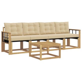 vidaXL Conjunto De Sof&aacute;s De Exterior Con Coj&iacute;n 5 Pcs Y Beige Vidaxl