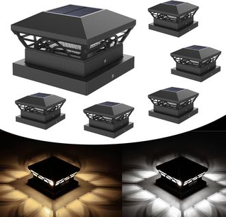 No Brand Iluminaci&oacute;n Solar Para Postes - Iluminaci&oacute;n Exterior Impermeable De Pl&aacute;stico Negro - Leds Blanco C&aacute;lido/blanco Fr&iacute;o - Decoraci&oacute;n Para Vallas/patios - 