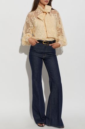 Zimmermann Lace Top With Bow, Womens, Yellow