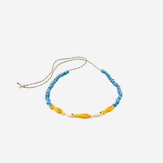Sorbet Island Fabric And Glass Bead Necklace