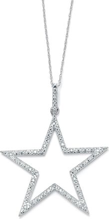 Palm Beach Jewelry 1/10 TCW Round Diamond Star Necklace in Platinum-plated Sterling Silver 18