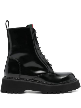 Gucci leather lace-up ankle boots - Black