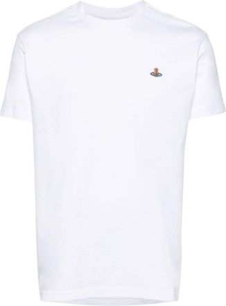 Vivienne Westwood White Cotton Crew Neck T-Shirt With Signature Orb Logo
