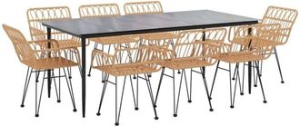 vidaXL 9 Piece Garden Dining Set Poly Rattan Vidaxl