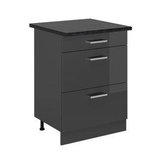 Vicco Mueble Bajo De Cocina R-line, Antracita Alto Brillo, 60 Cm Con Cajones, Et Antracita Vicco
