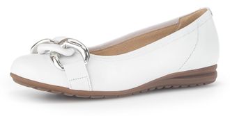 Gabor Ballerina GABOR FLORENZ, Damen, Gr. 38,5, weiss (wei&szlig;), Leder, Schuhe Ballerina, Hochzeitsschuh, Flache Schuhe, Slipper mit eleganter Zierkette