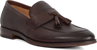 Dune London Mens Showman - Leather Textured Tassel Formal Shoes - Brown - Size UK 10