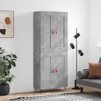 vidaXL Vidaxl - Aparador Alto Madera Contrachapada Gris Hormig&oacute;n 69,5x34x180 Cm