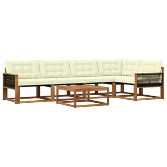 vidaXL Conjunto De Sof&aacute;s De Exterior Con Coj&iacute;n 6 Pcs Natural Y Crema Vidaxl