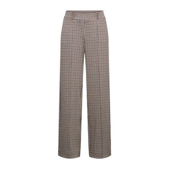 &Co Woman Geruite Wijde Broek - Dames - Broeken - Beige - Maat: XS Viscose
