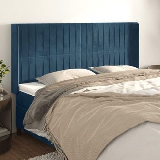 vidaXL Cabecero Con Orejas De Terciopelo Azul Oscuro 163x16x118/128 Cm Vidaxl