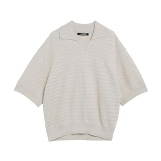 Jacquemus V-neck Knitwear, male, Beige, Size: L Le Polo Maille Chevron