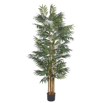 Leaf Phoenix Palm Tree Artificial Large Natural Trunk 210cm Fire Retardant in Green