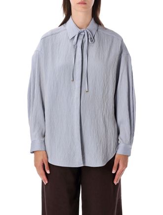 Sessun Liza Tie-Neck Relaxed Textured Shirt