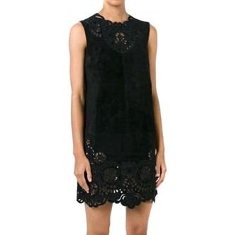 Dolce & Gabbana black suede shift tunic dress Size XS