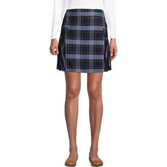 Lands End School Uniform Young Side Pleat Plaid Skort Above the Knee in Classic Navy Plaid at Nordstrom, Size 12