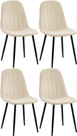 Clp Clp - Juego De 4 Sillas De Comedor Baxter En Terciopelo Crema