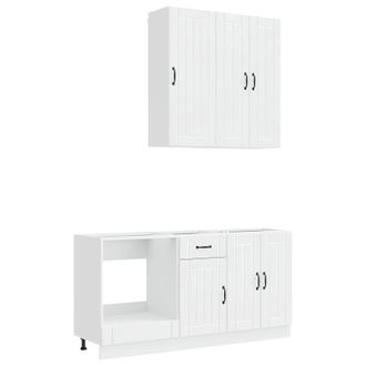 vidaXL Unidad De Cocina Lucca 5 Uds. Blanco Brillante Vidaxl
