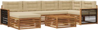 vidaXL Conjunto De Sof&aacute;s De Exterior 7 Uds. Natural Y Beige Vidaxl