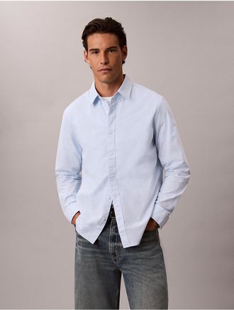 Calvin Klein Jeans Calvin Klein Mens Solid Classic Oxford Button-Down Shirt - Blue - 2XL