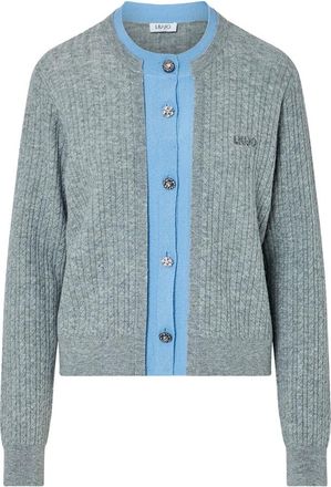Liu Jo Cardigan met juweelknopen - Dames - Vesten - Grijs - M - Wol - Truien & Vesten