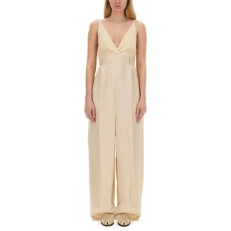 Alysi Dames, Jumpsuits & Playsuits, Beige, Maat: XS Linnen